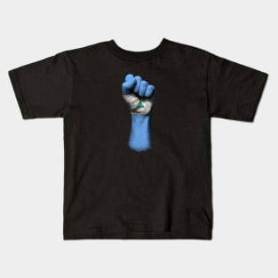 Flag of Nicaragua on a Raised Clenched Fist Kids T-Shirt